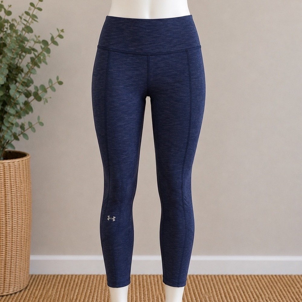 Under Armour ColdGear Women Navy Space Dye Heather Leggings Size S